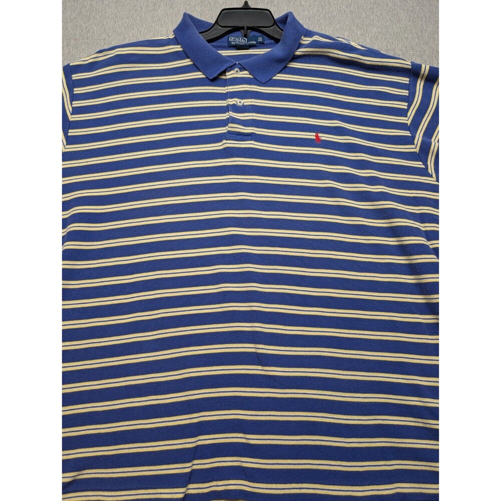 Polo Ralph Lauren Men Polo Shirt Size 3XB PIMA COTTON PERU  Blue Yellow - Picture 2 of 10